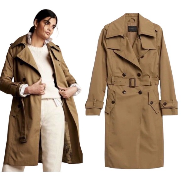 Banana Republic Jackets & Blazers - Banana Republic Essential Trench Coat Women’s XL Voltage Maverick Tan 814089 NEW